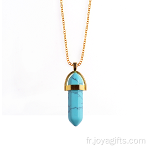 Collier pendentif turquoise pour femme avec pendule en pierre de guérison